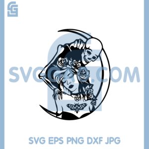 Girl And Skeleton Svg, Girl Moon Svg, Skull Kiss Girl Svg