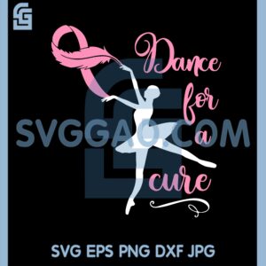 Girl Cancer Dance Svg, Awareness Svg, Ballerina With Pink Ribbon And Feather Svg