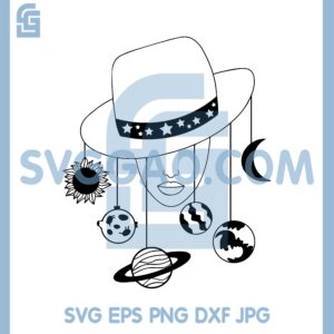 Girl Hat Head With Planets Svg, Galaxy Girl Space Svg, Universe Svg