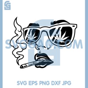 Girl Smoking Joint Svg, Lady in Glasses Smoking Weed