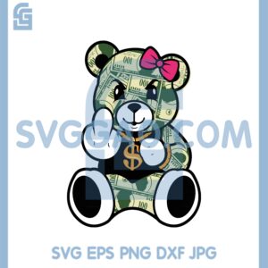 Girl Teddy US Dollar Bill Fuckk Svg, Hipster Teddy Svg, Gangster Bear Fuckk Svg