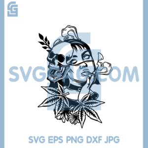 Girl Woman Ears Smoke Weed Svg, Skull Woman Smoking Joint Svg