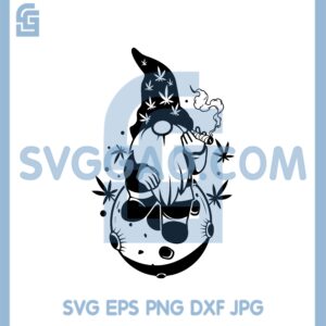 Gnome Smoking Joint In the Moon Svg, Mars Smoking Joint Svg