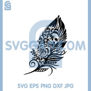 GOTHIC SKULL FEATHER SVG, Halloween Svg
