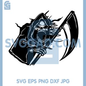 Grim Reaper Coming Out Of Wall Svg, Grim Skeleton Out Of Wall Svg, Skull Out Of Wall Svg