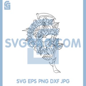 Grim Reaper Rouse Svg, Grim Reaper Bouquet Svg, Bouquet Skull Svg
