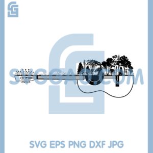 Guitar With Wood Tree Svg, Wood In Shape Of Guitar Svg, Inspirational Music Svg
