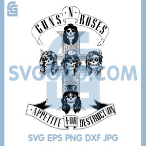 Guns And Roses Stencil Svg, Skull Roses Svg, Girl And Skull Svg