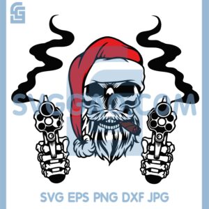 Guns Skull Santa Hat Svg, Guns Santa Skull Svg, Skull Wth Hat Svg