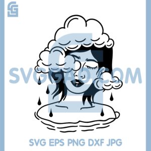 Hands Head In Clouds Svg, Woman Head in The Clouds Svg
