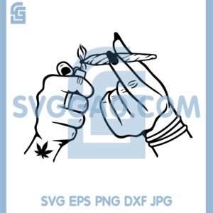 Hands Lighting Joint Svg, Smoking Cannabis Svg, Smoking Weed Joint Svg