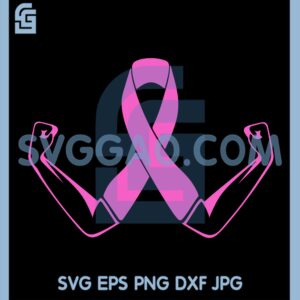 Hands Raised Against Cancer Svg, Woman Breast Cancer Awareness Svg, Cancer Svg