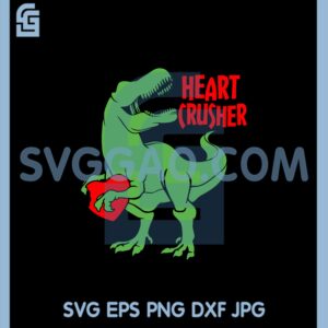 Heart Crusher Valentine Svg, Boy Valentine Dinosaur Svg