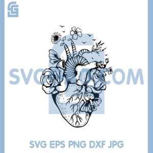 Heart Flowers Svg, Strong Flowering Heart Svg, Flowering Heart Svg