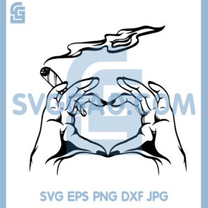 Heart Hand Sign Weed Svg File, Heart Weed Svg