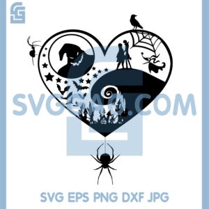 Heart Nightmare Before Svg, Spiders Bat Heart Svg, Zero Heart Svg