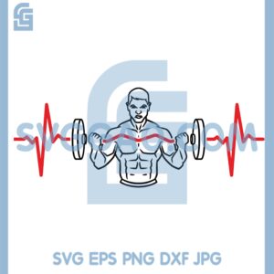 Heart Rate Lifting Weights Gym People Svg, Fit Man Svg, Lifting Weights Svg