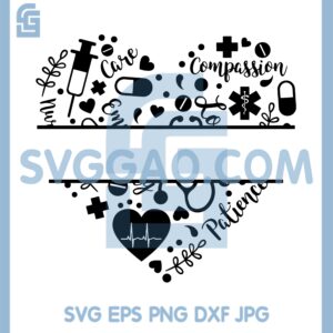 Heart Shaped Nurse Tool Svg, Monogram Unique Heart from Pills Needle Band Svg