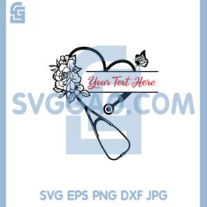 Heart Stethoscope Svg, Floral Stethoscope With Butterfly Svg