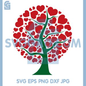 Heart Tree Red Svg, Tree With Heart Svg, Tree Love Svg