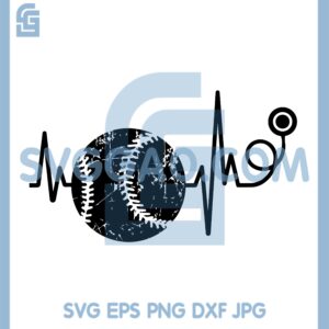 Heartbeat Baseball Nurse SVG, Sport Ball Stethoscope SVG