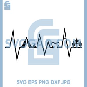 Heartbeat Camper Svg, Heartbeat Mountain Svg, Camping Adventure Svg