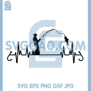 Heartbeat Fishing New Svg, Fishing Heart Bea Svg, Heartbeat Svg