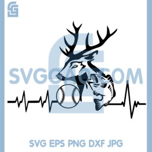 Heartbeat For Lovers Baseball Deer Fish Svg, Baseball Deer Fish Svg