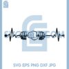 Heartbeat Gym Svg, Heartbeat Dumbbell Bodybuilding Weight Svg