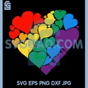 Hearts Rainbow Valentine Svg, Hearts Rainbow Svg, LGBT Rainbow Svg