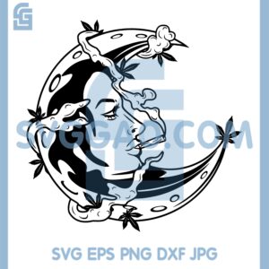 High Moon Girl Smoking Weed Svg, Dope Sexy Svg, Moon Girl Smoking Svg