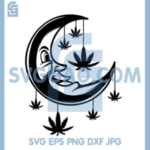 High Weed Smoking Moon Svg File, Smoking Marijuana Svg, High as the Moon Svg