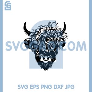 Highland Cow Svg, Highland Cow Flower Svg