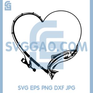 Hook Heart Fishing Svg, Fishing svg, Love Fishing Heart Svg