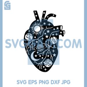 Human Heart Many Planets Svg, Human Heart Funny Svg, Heart With The Universe Svg