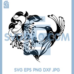 HUMMINGBIRD HEART SVG, Black White Hummingbird SVG