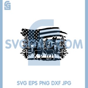 Hunting Deer Flag US SVG, Hunting Deer Scene SVG, Deer Hunting SVG