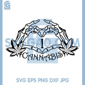 I Love Cannabis Svg, Love Skull Cannabis Svg, Hands Heart Loves Cannabis Svg