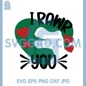 I Rawr You Heart Svg, Valentine Dinosaur Svg, Funny Valentine Svg