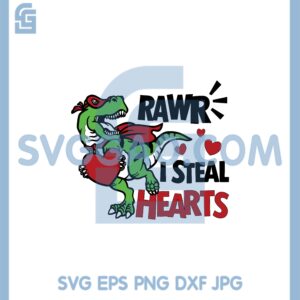 I Steal Hearts Svg, Valentine Dinosaur Svg