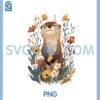 Aesthetic Goblincore Wildflower Art Floral Sea Otters Lover PNG