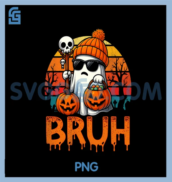 Bruh Ghost Halloween Cute Ghost Trick Or Treat Candy Kids PNG – SVGGAO
