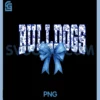 Bulldogs Floral Toile Royal Blue Watercolor Coquette Bow PNG