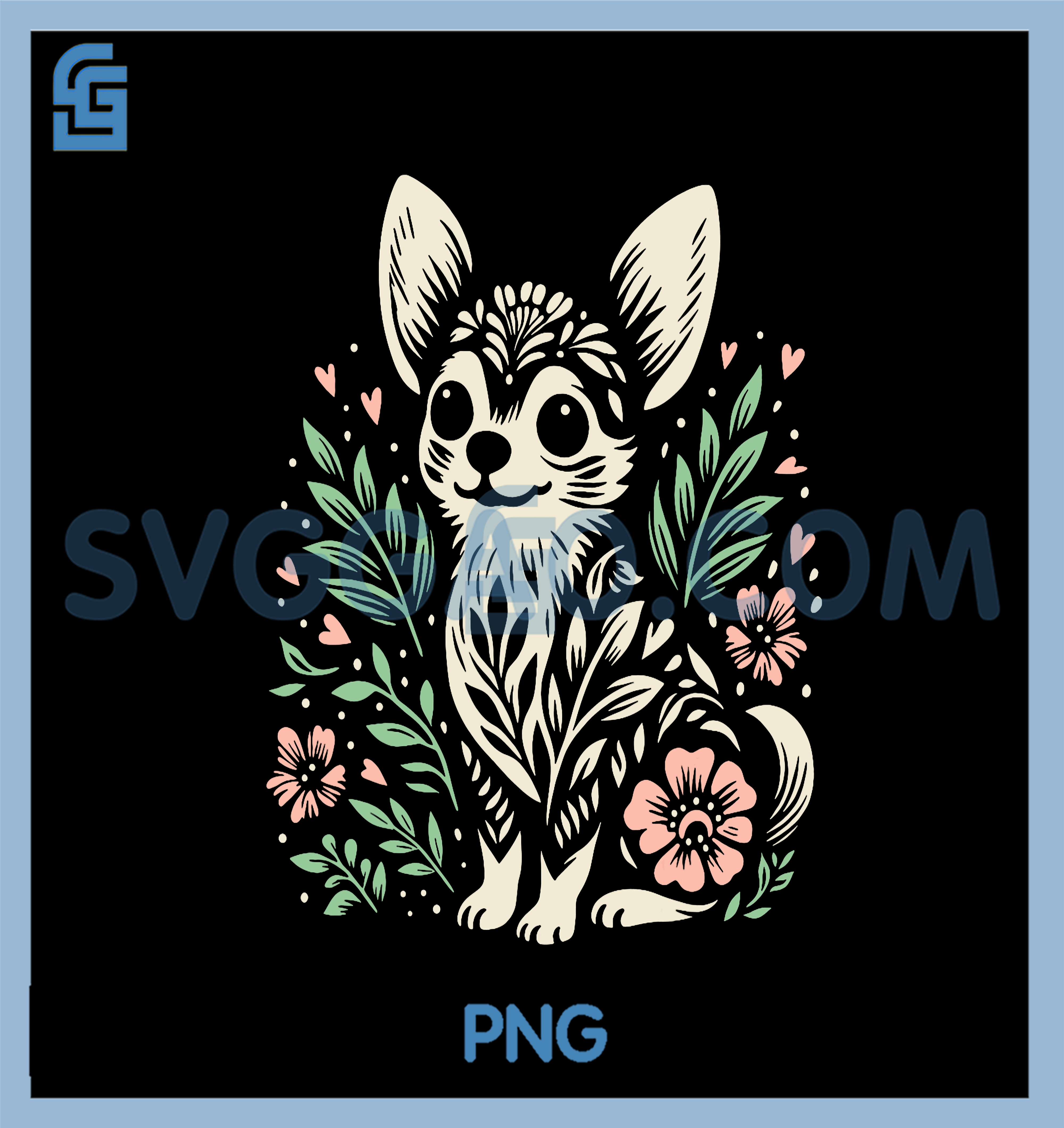 Cute Chihuahua Botanical Cottagecore Floral T-Shirt copy Cute Chihuahua Botanical Cottagecore Floral PNG