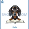 Cute Wiener Dog Dachshund Reading Book Love to Read Funny PNG