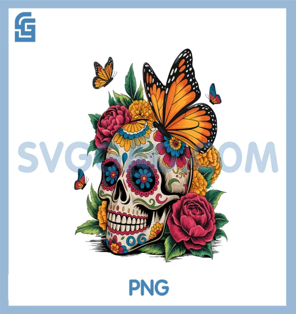 Dia de Los Muertos Floral Sugar Skull Gothic Day of The Dead PNG, Day ...