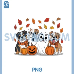 English Bulldog Ghost Fall Autumn Thanksgiving Halloween PNG