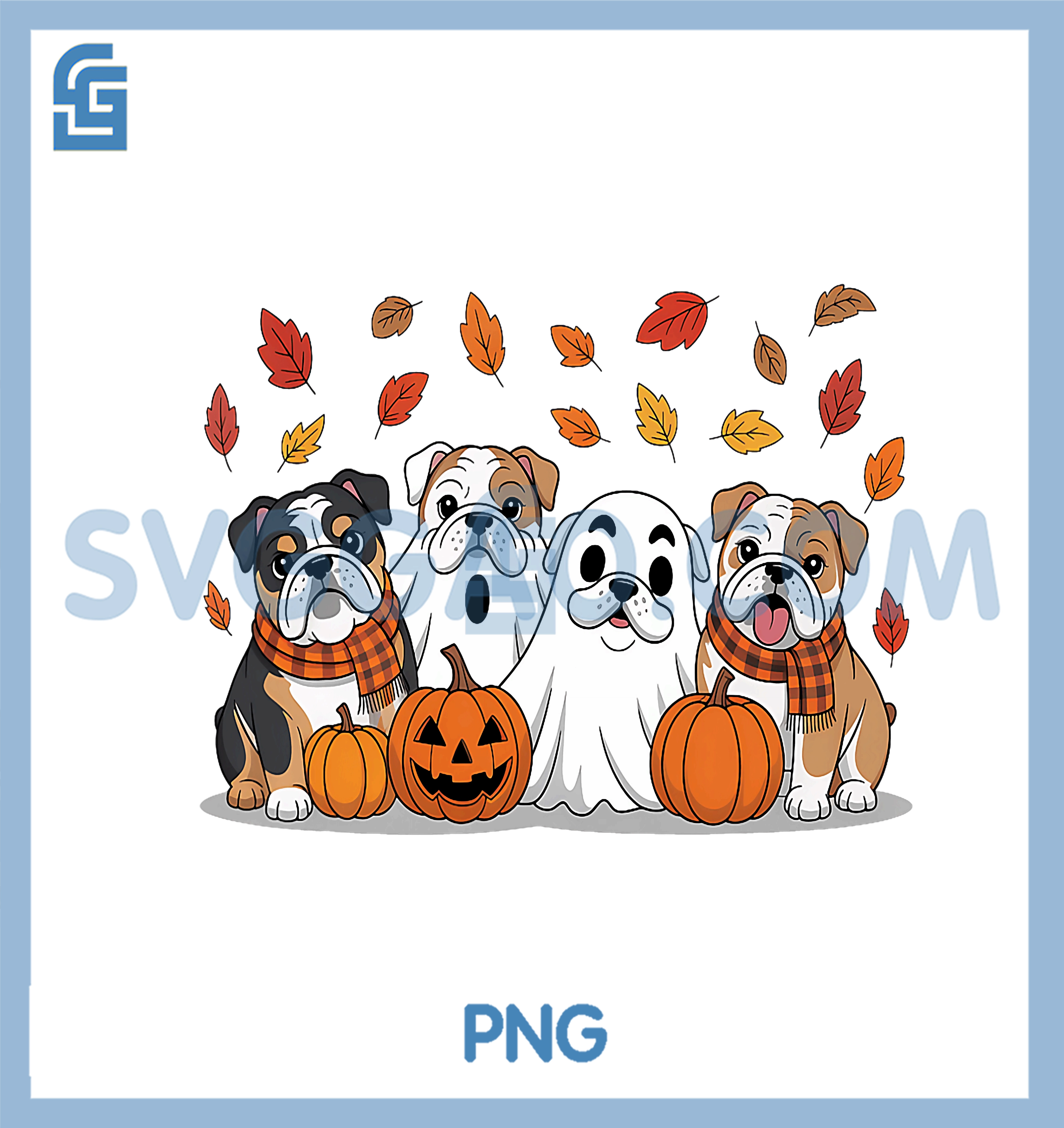 English Bulldog Ghost Fall Autumn Thanksgiving Halloween T-Shirt copy English Bulldog Ghost Fall Autumn Thanksgiving Halloween PNG