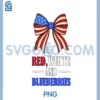 Red White and Blueberries Patriot America Flag Bow Men Women PNG, American Flag Bow PNG