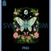 Goblincore Moth And Butterfly Moonphases Flowers Cottagecore PNG, Crystal Moon Phase PNG